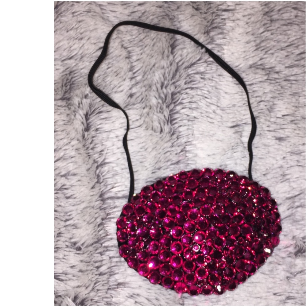 Hot Pink Fancy Crystal Eye Patch Cover Up